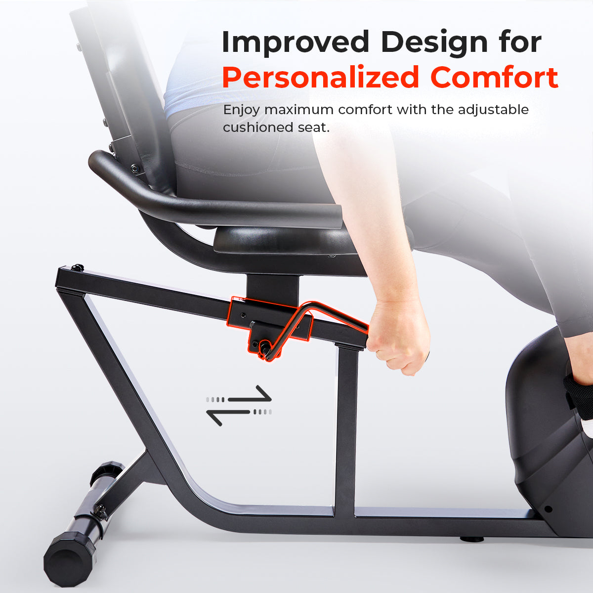Smart Magnetic Resistance Recumbent Bike with Easy Adjustable Seat