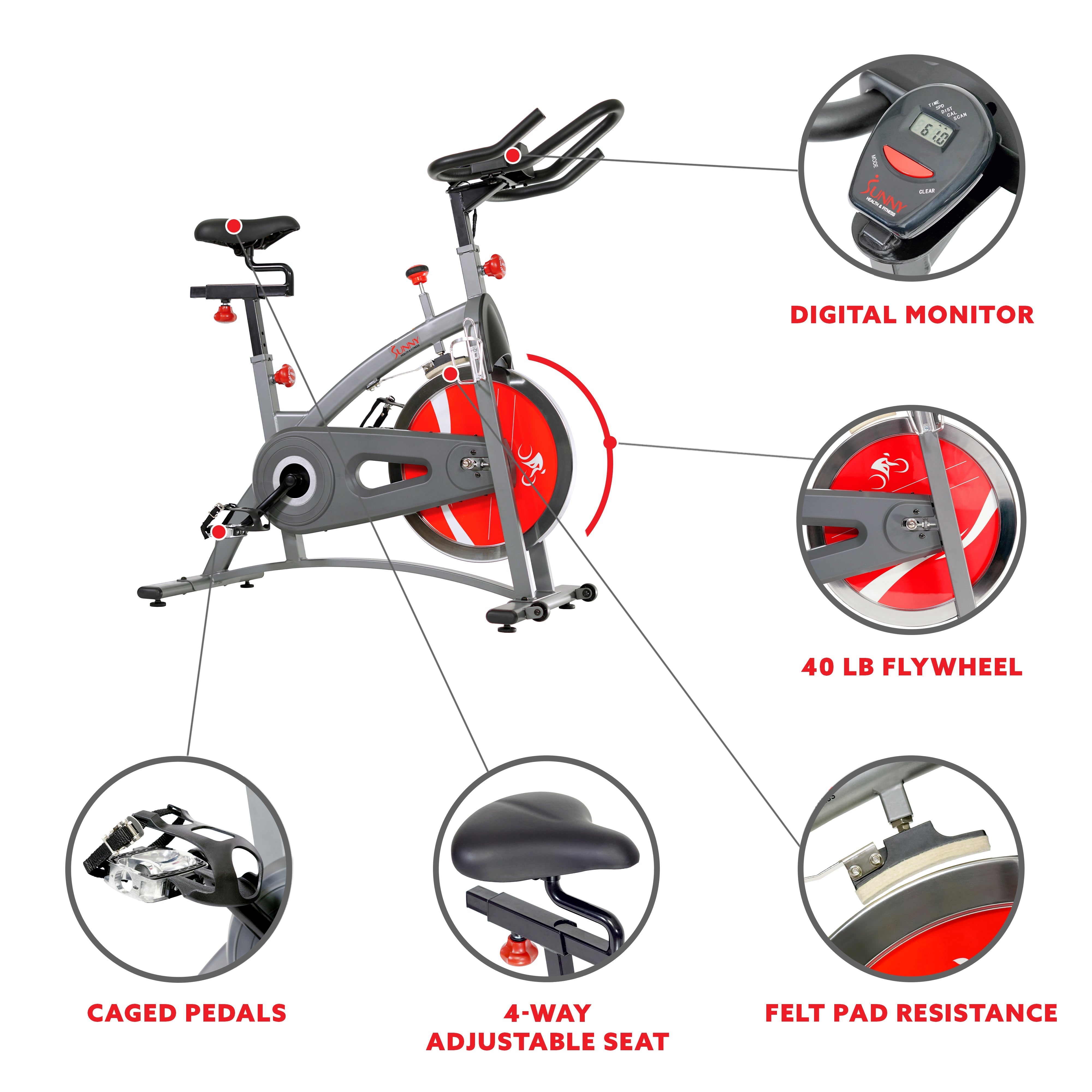 Belt Drive Exercise Bike Indoor Cycling Bike w/ LCD Monitor