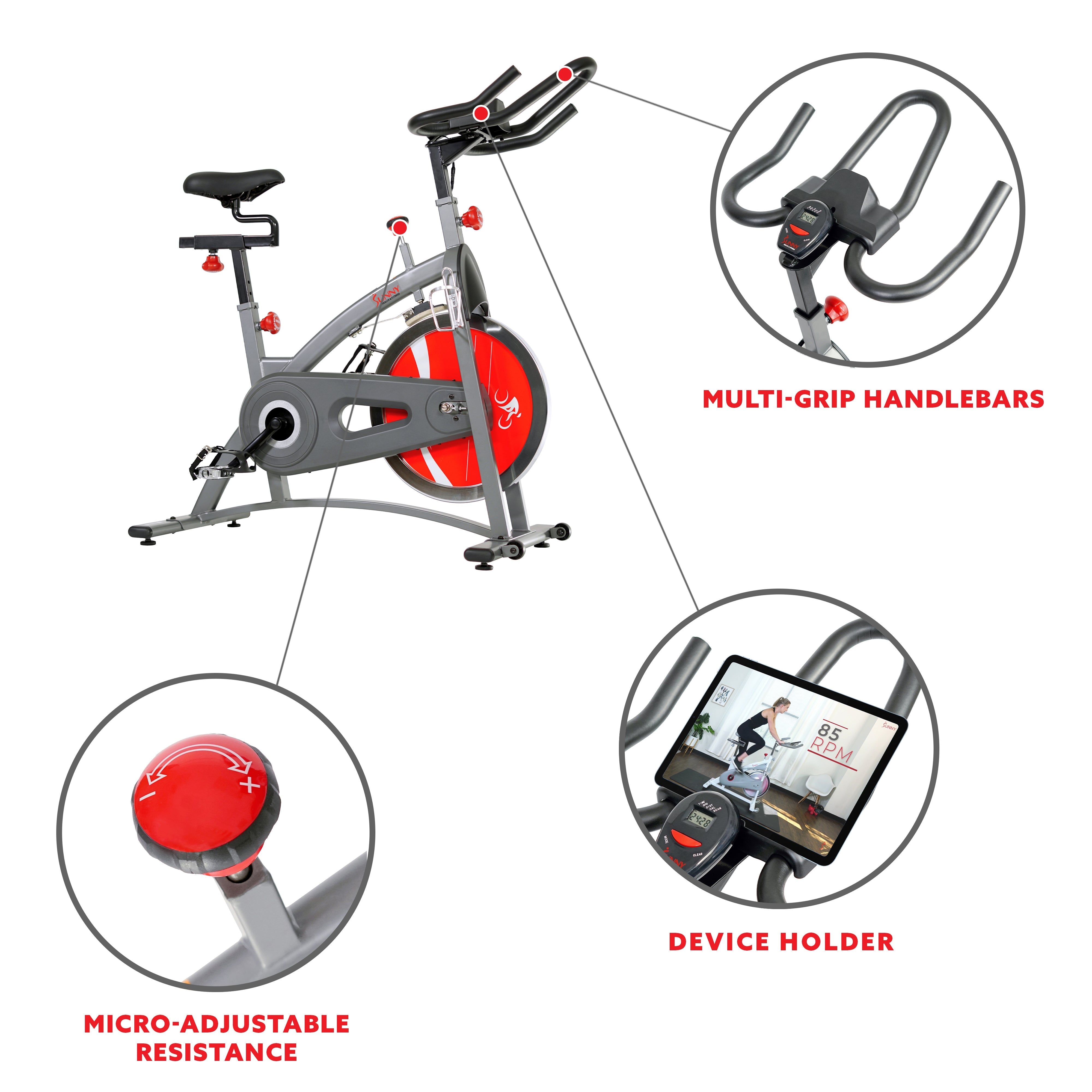 Belt Drive Exercise Bike Indoor Cycling Bike w/ LCD Monitor