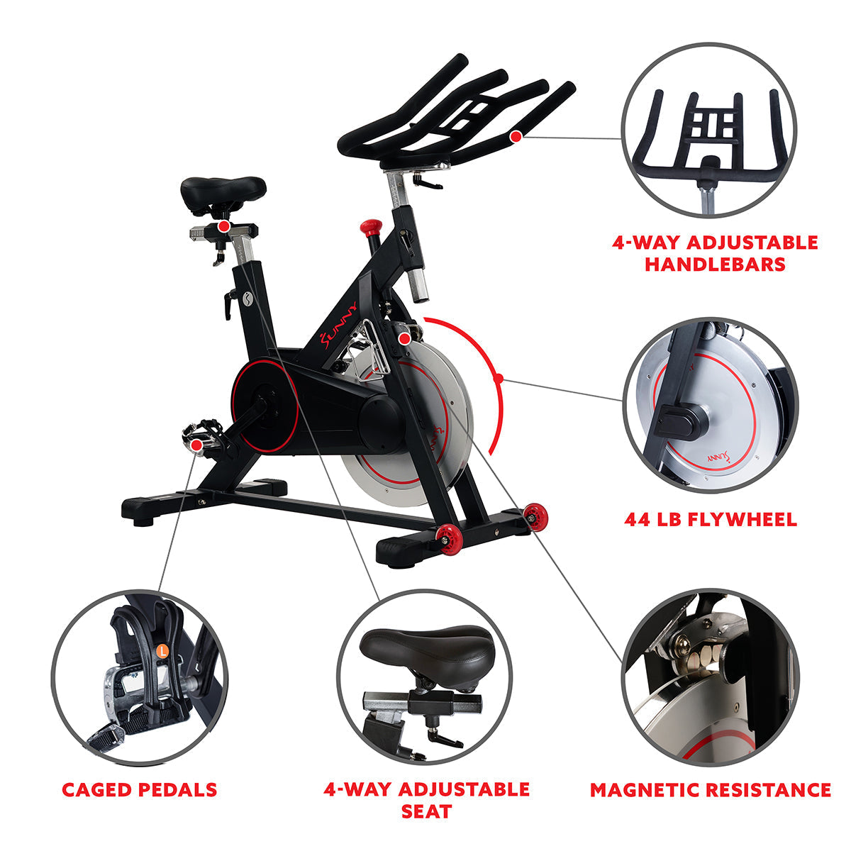 Indoor Cycling Bike Magnetic Belt Drive w/ High Weight Capacity and Device Holder