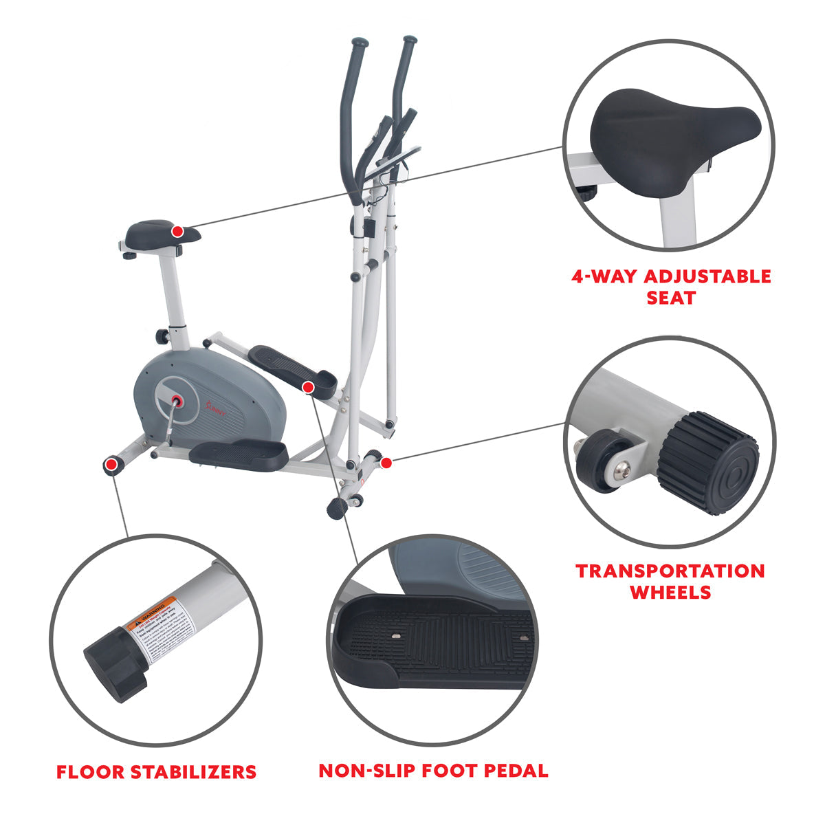 Magnetic Elliptical Bike - 2 in 1 Elliptical Upright Bike