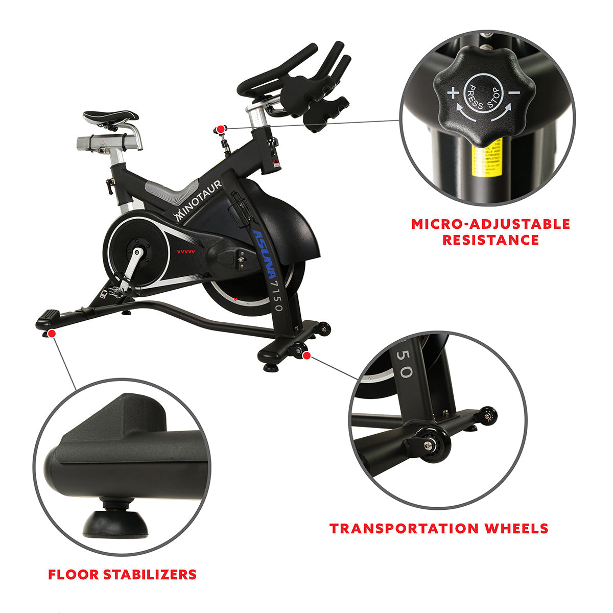 Asuna Minotaur Stationary Exercise Bike Magnetic High Weight Belt Drive