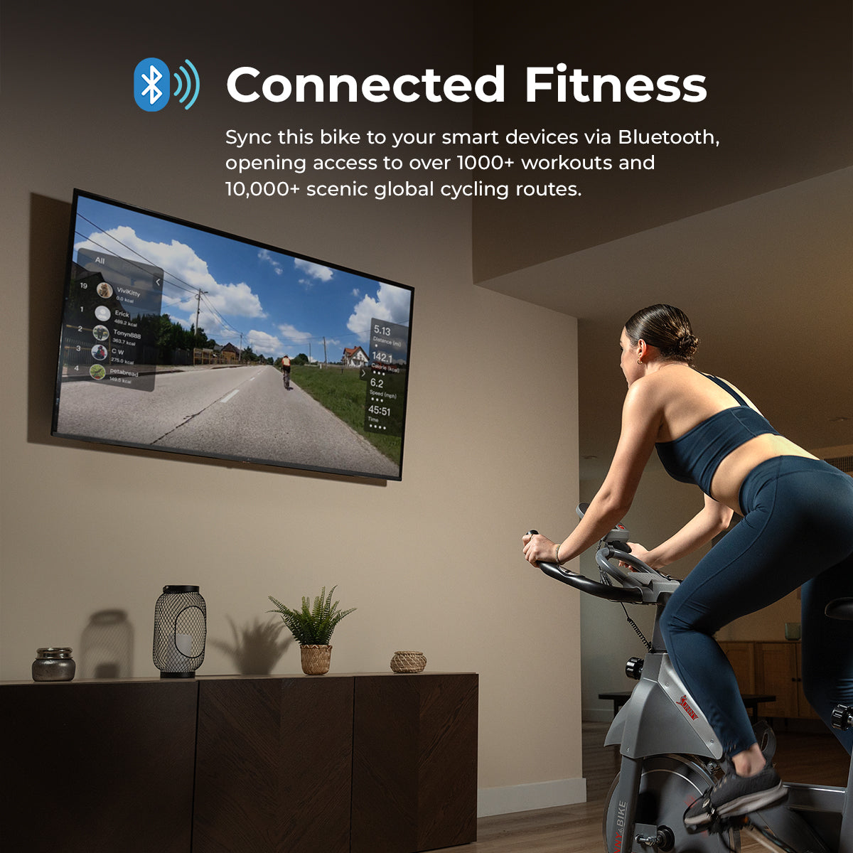 SMART Magnetic Resistance Exercise Bike with Dumbbell Holder
