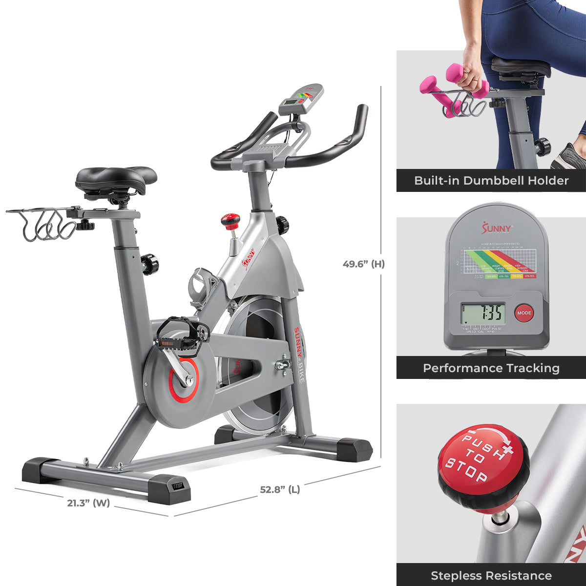 SMART Magnetic Resistance Exercise Bike with Dumbbell Holder