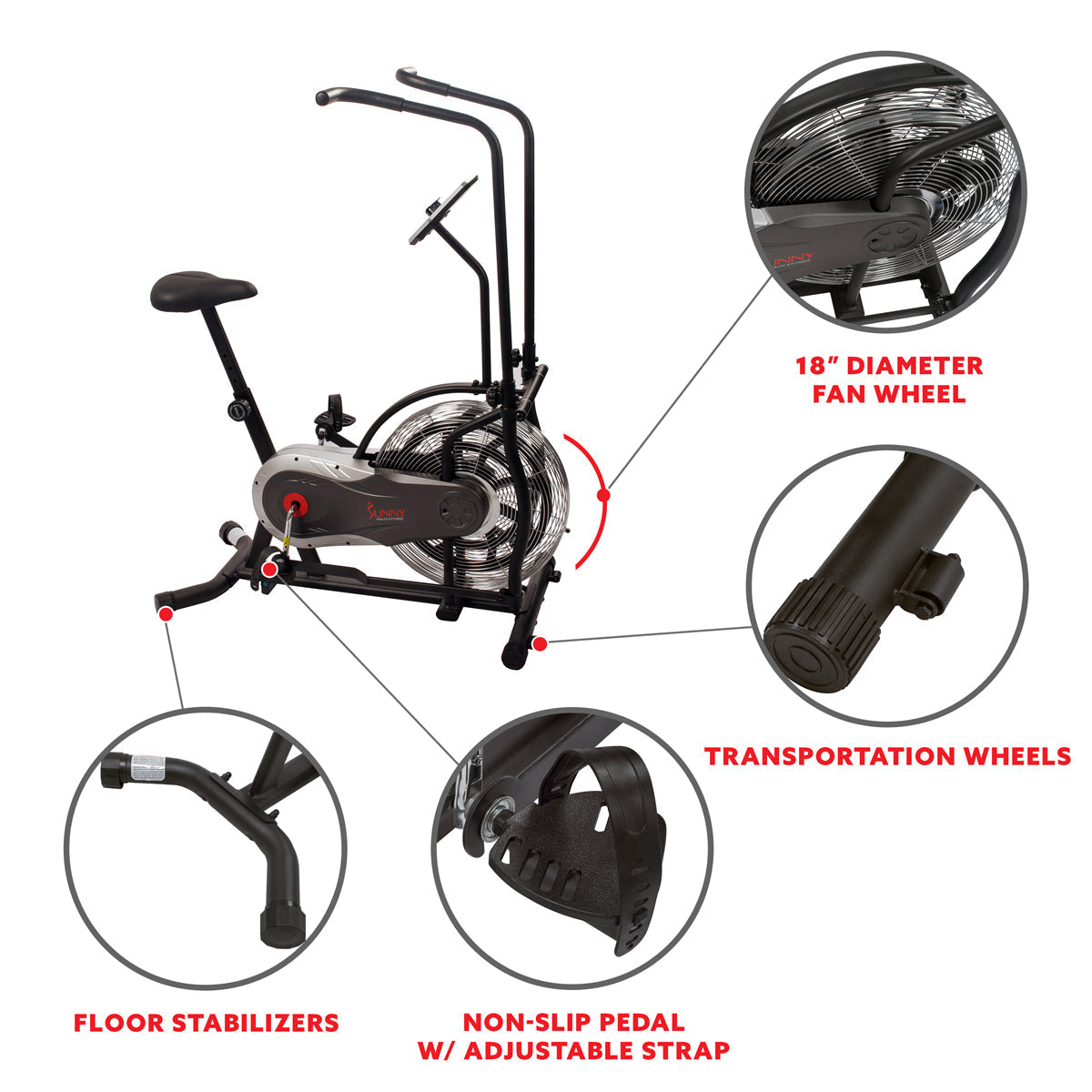 Zephyr Air Bike, Fan Exercise Bike w/ Air Resistance Indoor Cycling